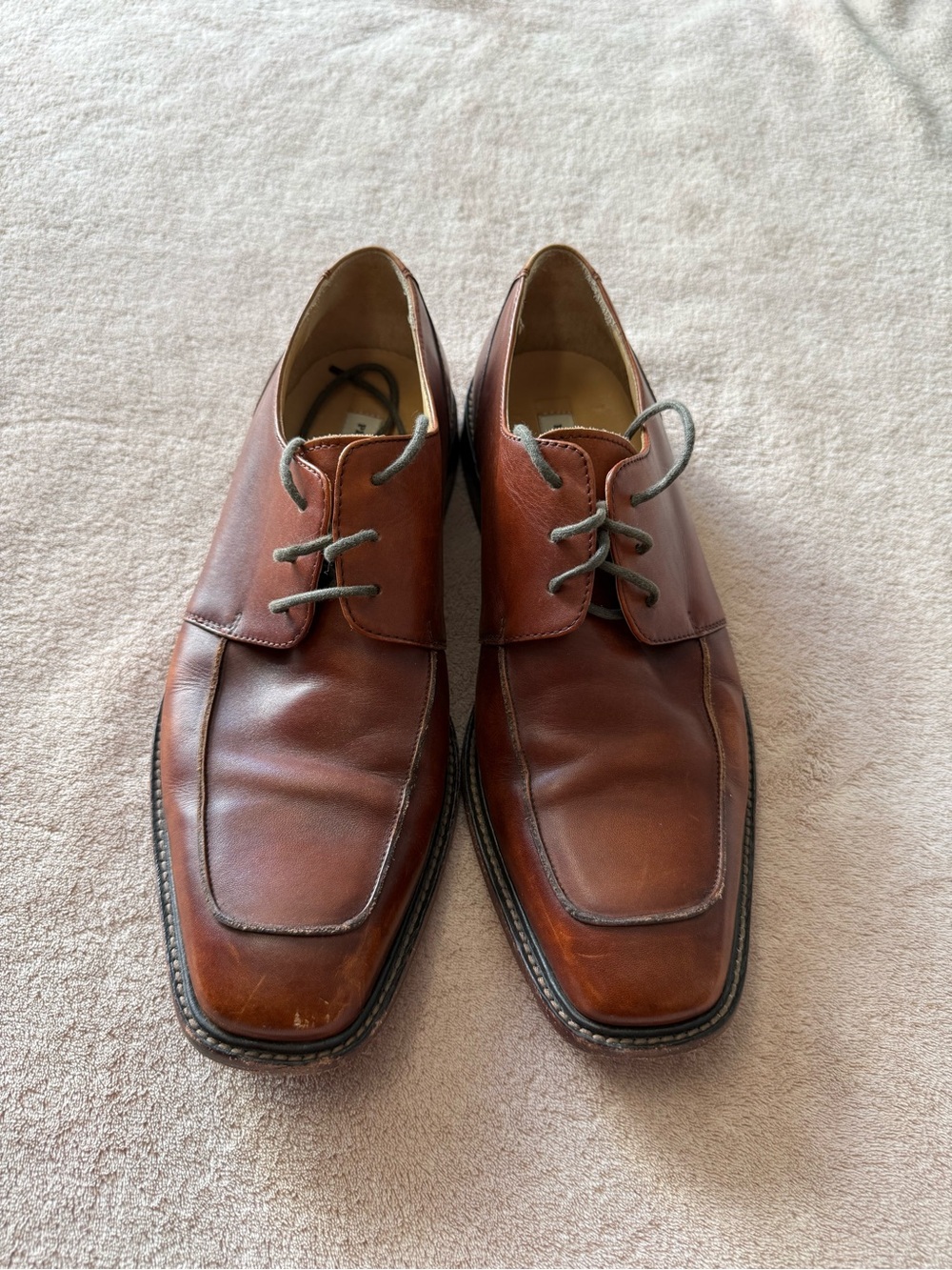 Pronto Uomo Brown Leather Derby Dress Shoes